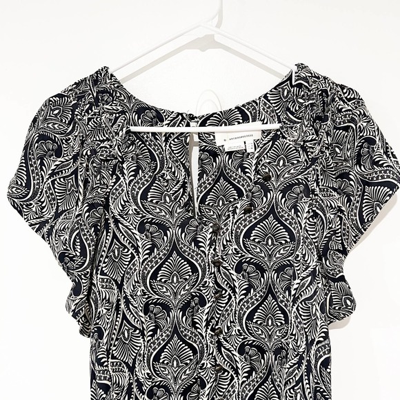 Anthropologie Black and Gray Patterned Jumpsuit - Picture 7 of 9